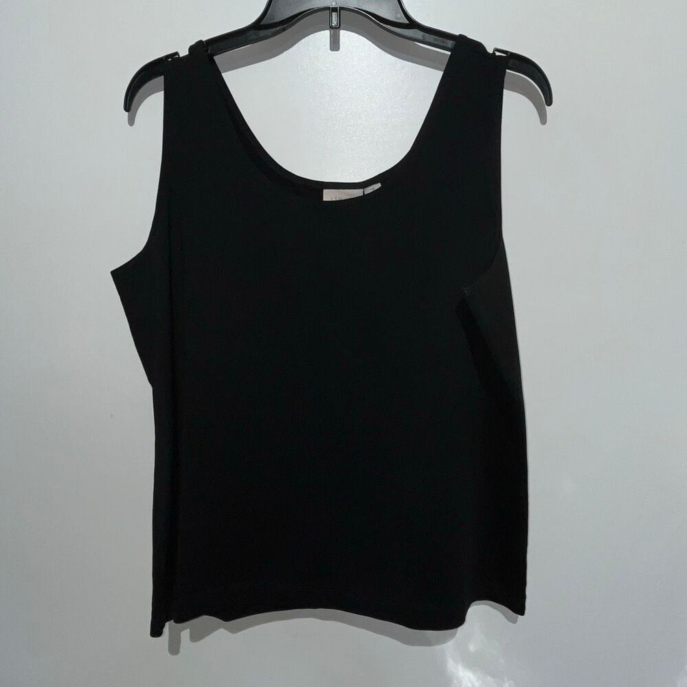 Chico's Women's‎ Black Cotton Stretch Scoop Neck Sleeveless Tank Top Size 3 XL
